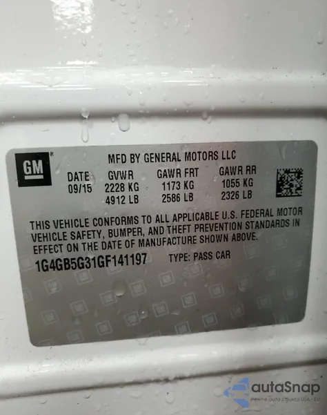 2016 Buick Lacrosse из США, поврежденный, VIN 1G4GB5G31GF141197